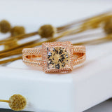 Rose Gold Circular Citrine Stone Ring