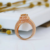 Rose Gold Circular Citrine Stone Ring
