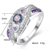 Mystic Topaz Circular Center Stone with Side Hearts Ring