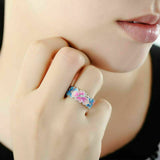 Pink + Blue Flowers Ring