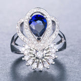 Sterling Silver Blue Sapphire Water Drop Ring
