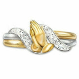 Two-Tone Praying Hands Religious Ring