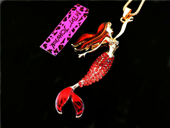 Ariel Reaching For Surface Mermaid Necklace [Red]