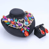 Colorful Crystal Double Swan Elegant Jewelry Set