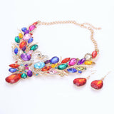 Colorful Crystal Double Swan Elegant Jewelry Set