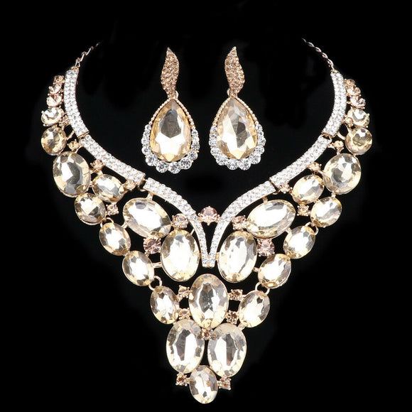 Elegant Crystal Champagne Chandelier Jewelry Set
