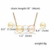 Tri-Color Charm Stainless Steel Necklace + Earrings Set