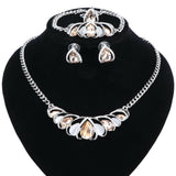 18k White Gold Plated Champagne 4PC Jewelry Set