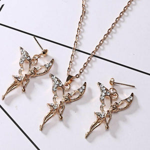 Tinkerbell Fairy Necklace + Earrings Set