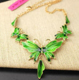 Green Butterfly Wings Necklace + Earrings Set
