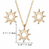 Gold Stainless Steel ~Good Vibes Sun~ Necklace + Earrings Set