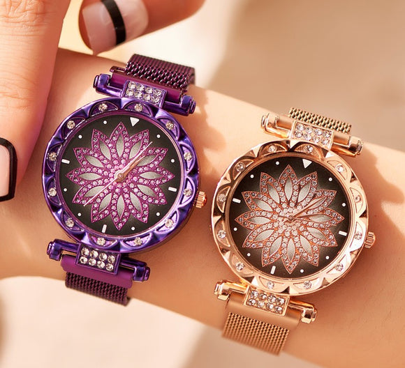 Dazzling Rhinestone Adjustable Mesh Strap Watch (2 Colors Available)
