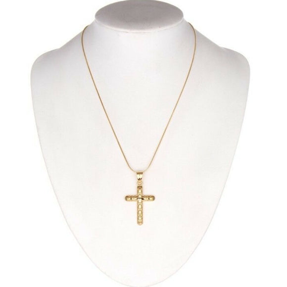 18k Yellow Gold Plated Religious Cross Necklace