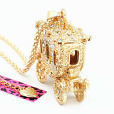 Gold Rhinestine Fairytale Carriage Necklace pic 4